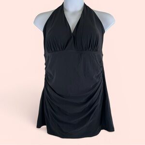 L.L. Bean Women’s 20W Black Halter Swim Dress